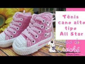 Tênis Feminino de Crochê Bebê Cano Alto