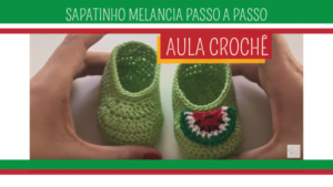 Sapatinho de Croche Passo a Passo Melancia