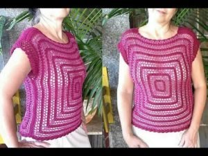 Blusa Brilhosa em Crochê