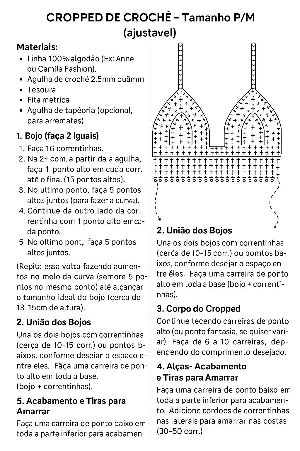 Top Cropped de Crochê Receita e Gráfico